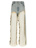 Blue Cotton Flared Jeans