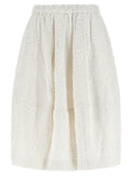 White Cotton Midi Skirt