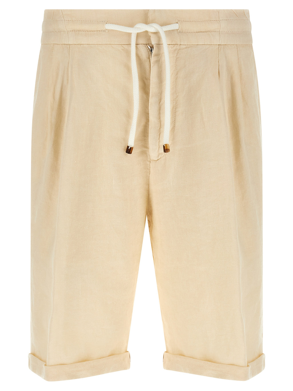 Beige Linen Bermuda Shorts