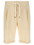 Beige Linen Bermuda Shorts