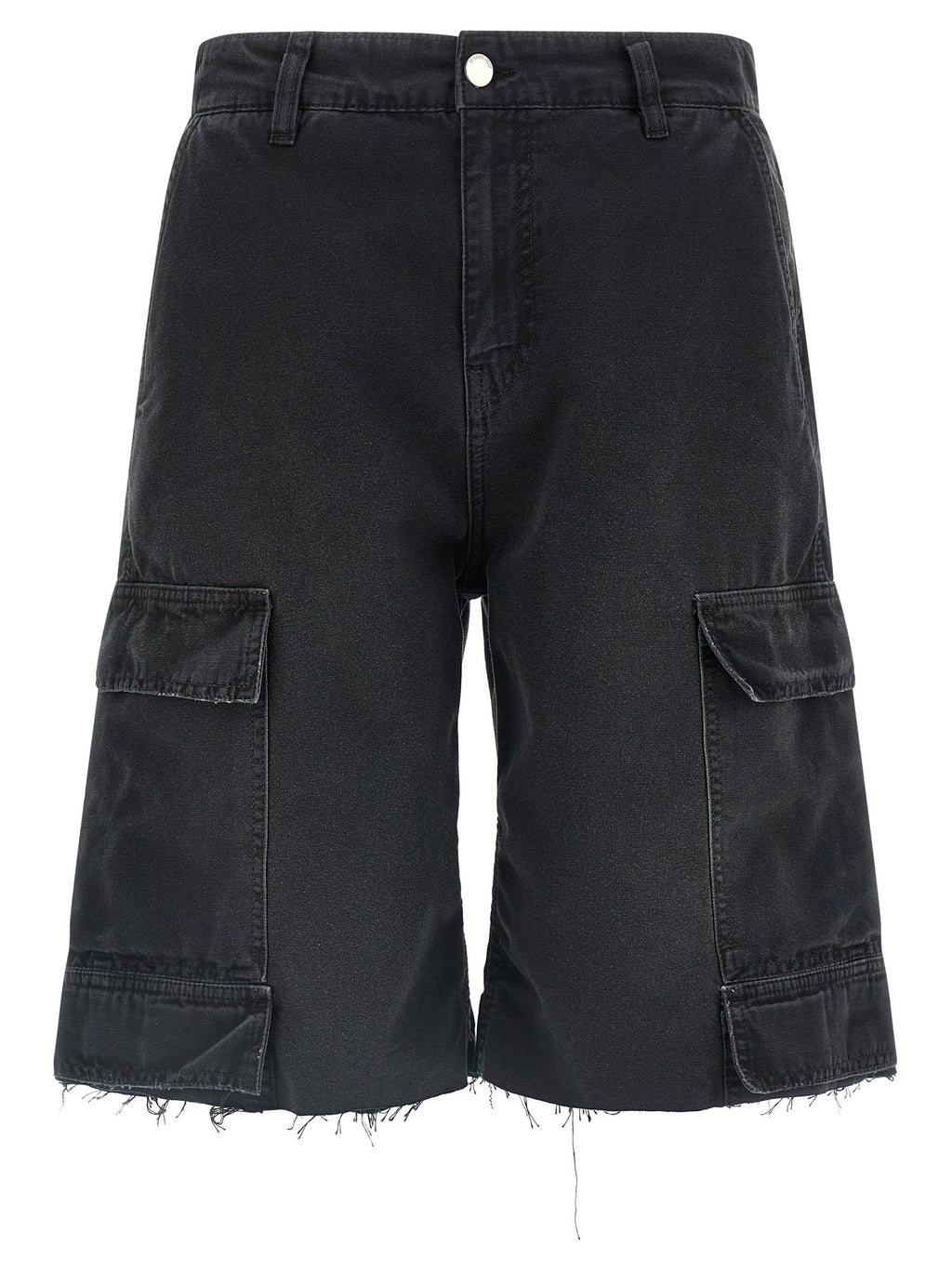 Black Cotton Bermuda Shorts