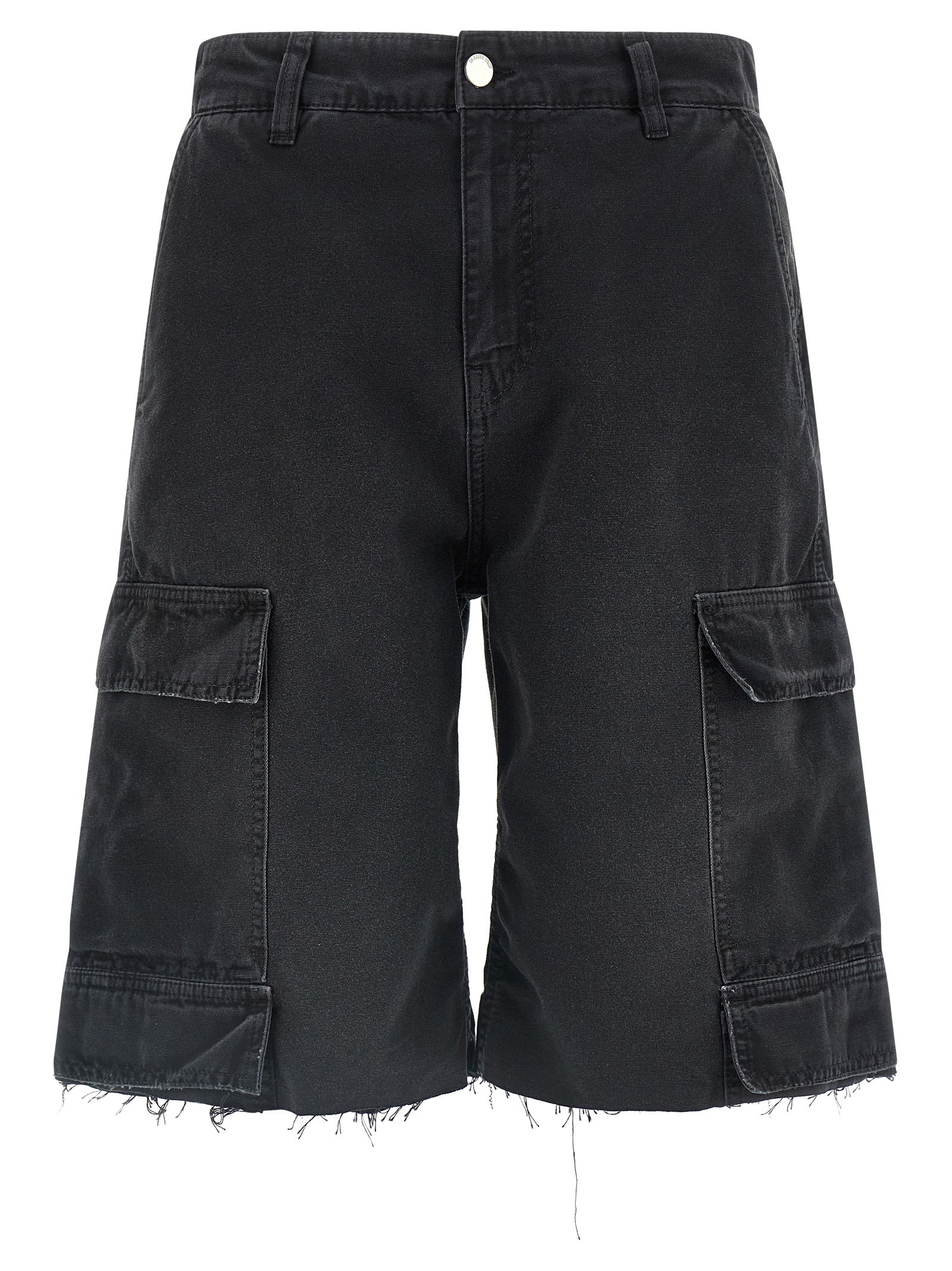 Black Cotton Bermuda Shorts