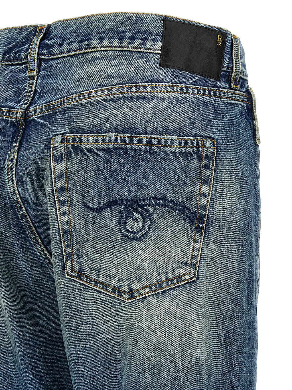 Blue Cotton Straight-Leg Jeans