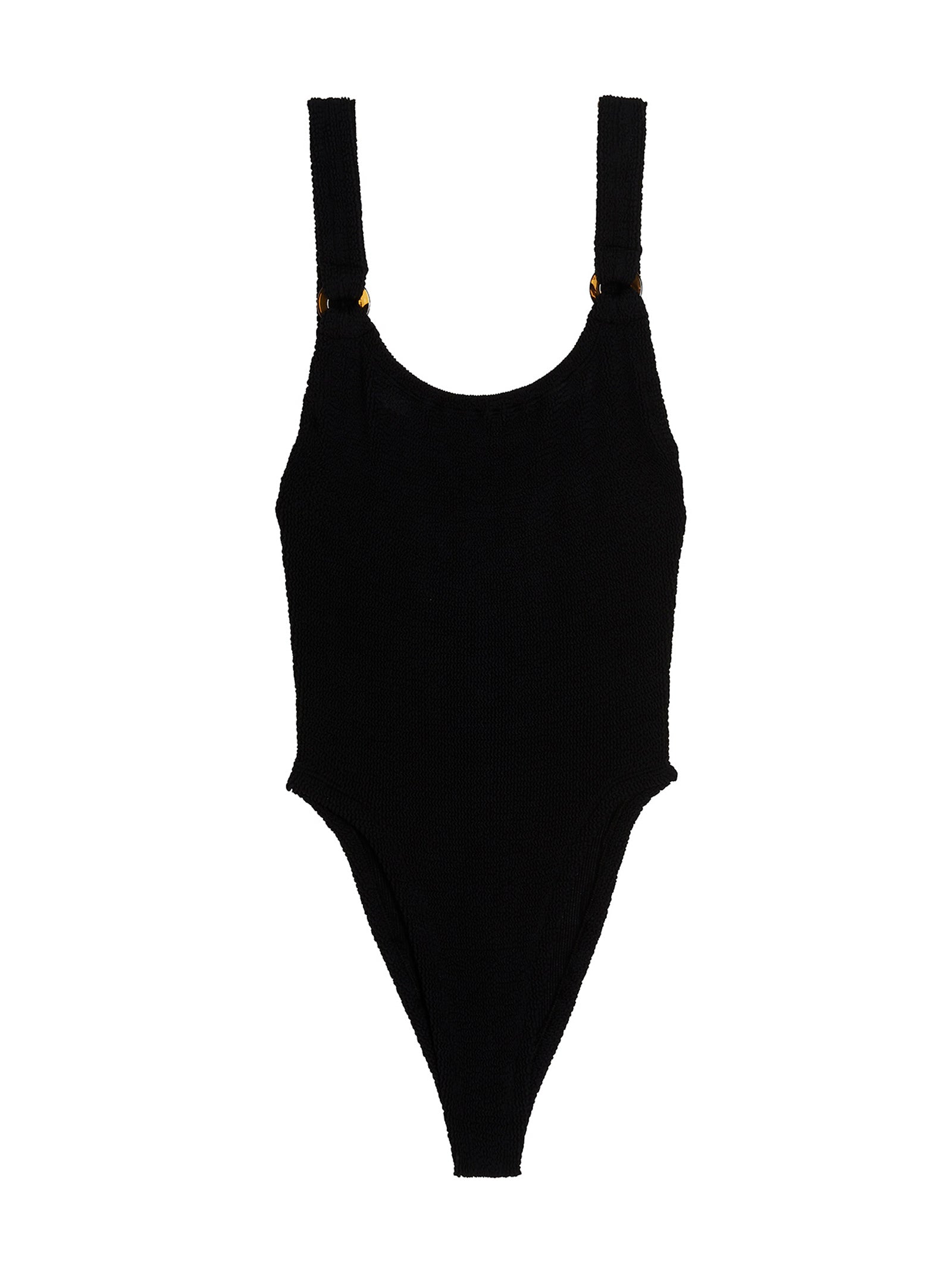 Black Nylon One-Piece Swimsuit