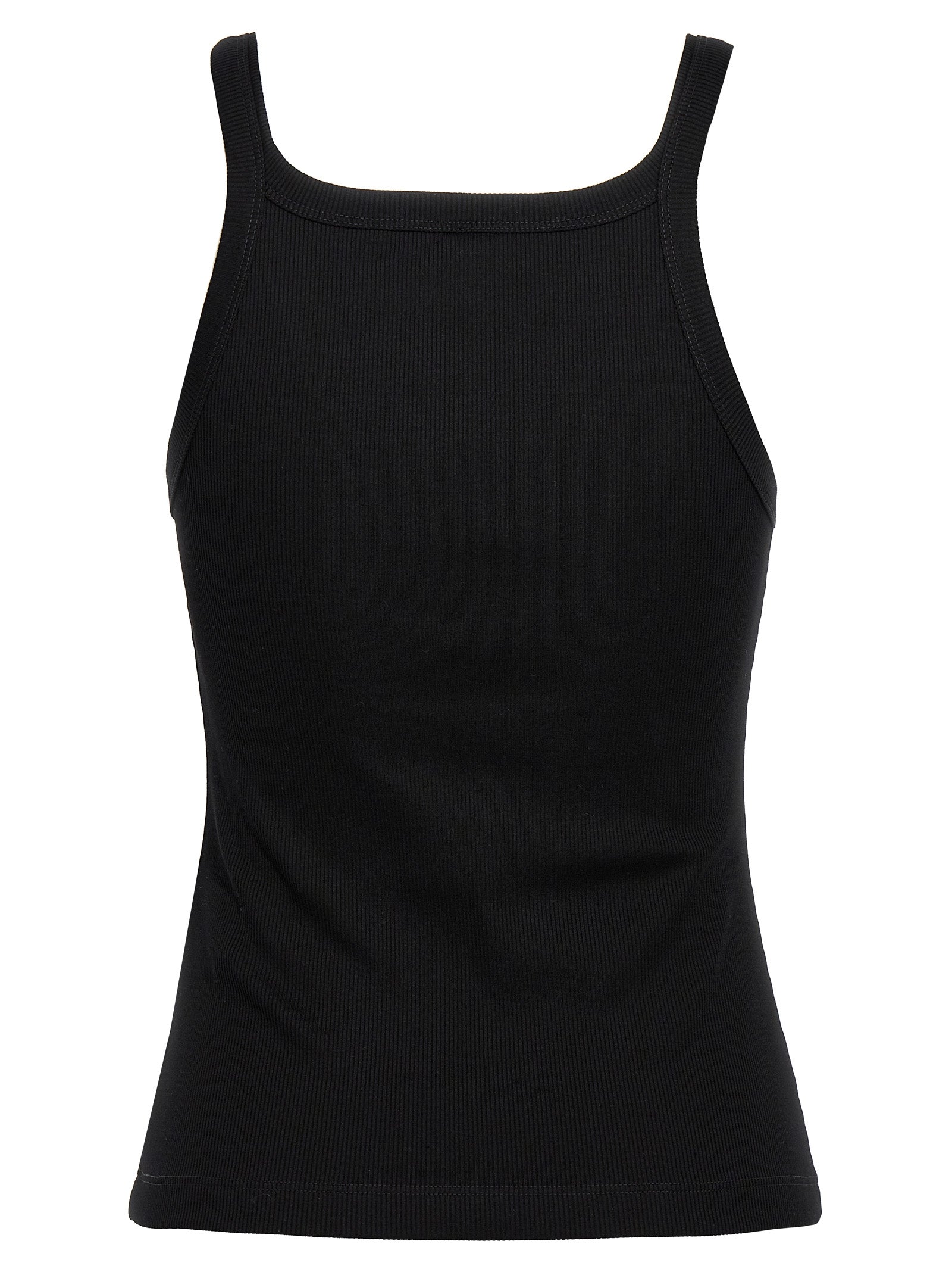 Black Cotton Sleeveles T-Shirt