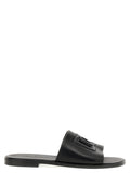 Black Leather Slides