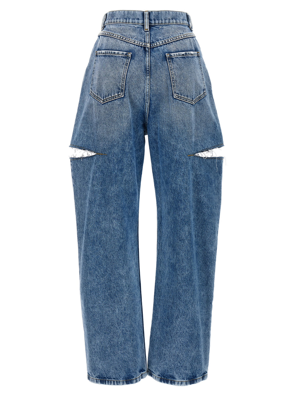 Blue Cotton Straight-Leg Jeans