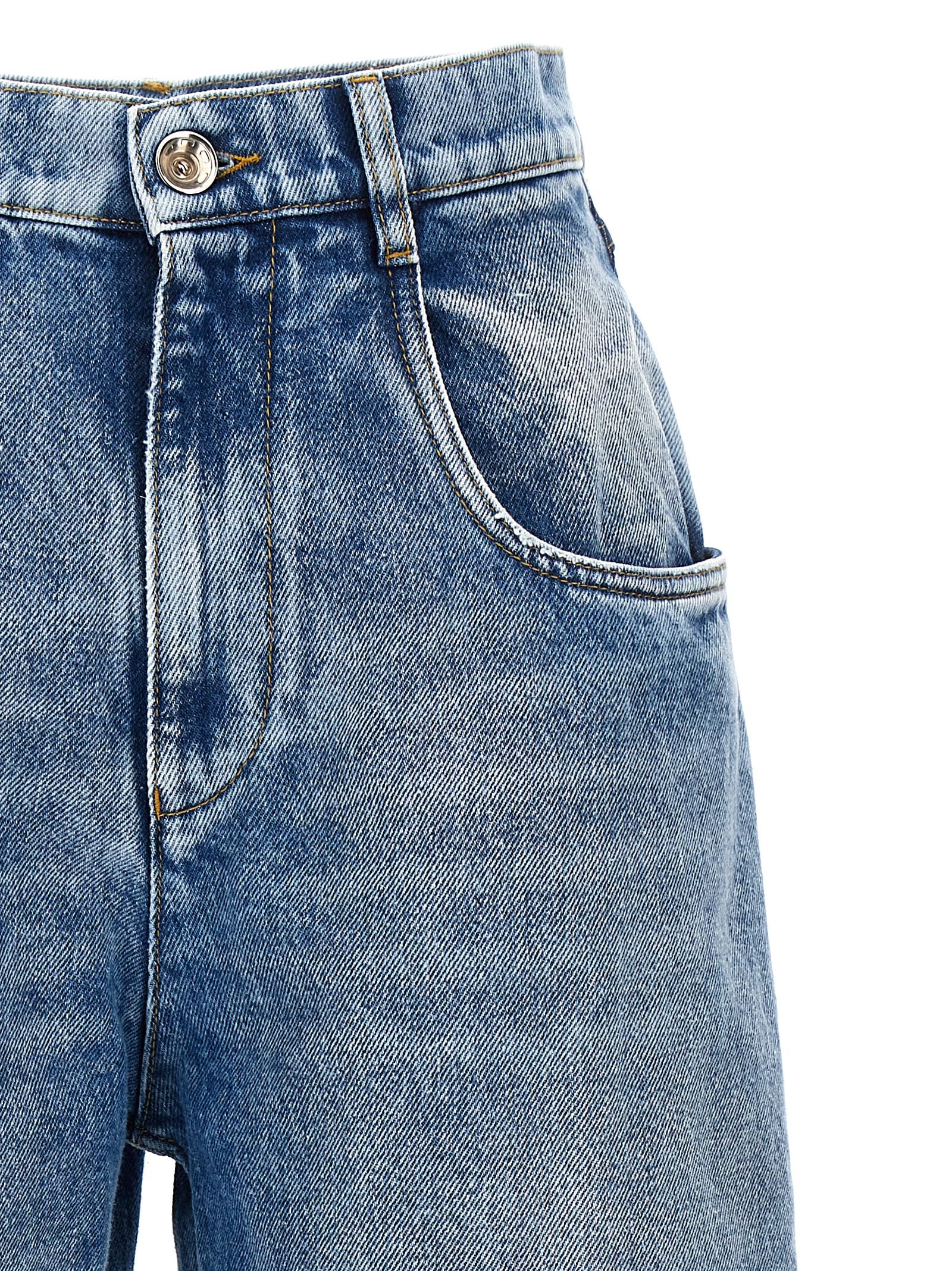 Blue Cotton Straight-Leg Jeans