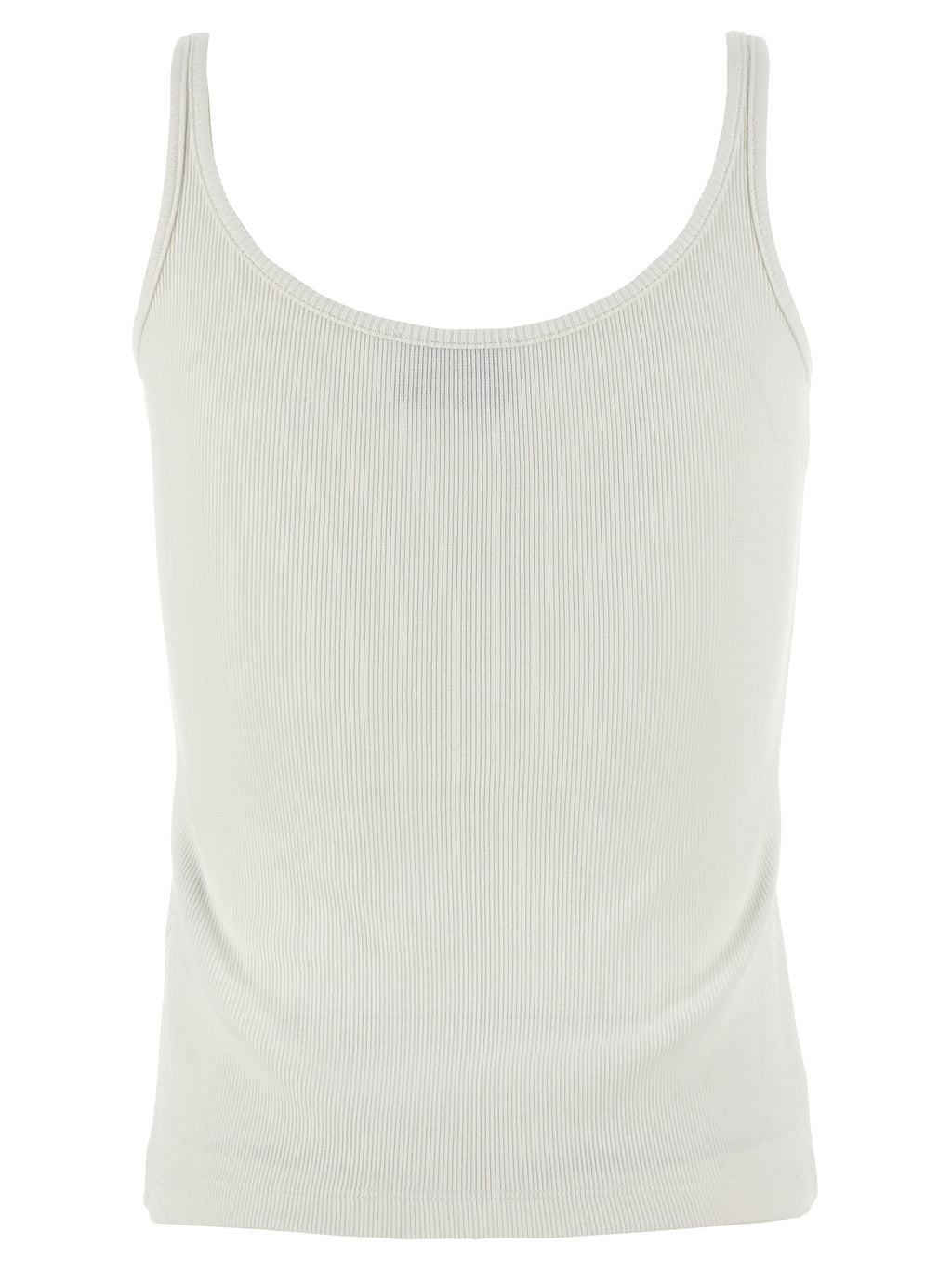 White Cotton Sleeveles T-Shirt