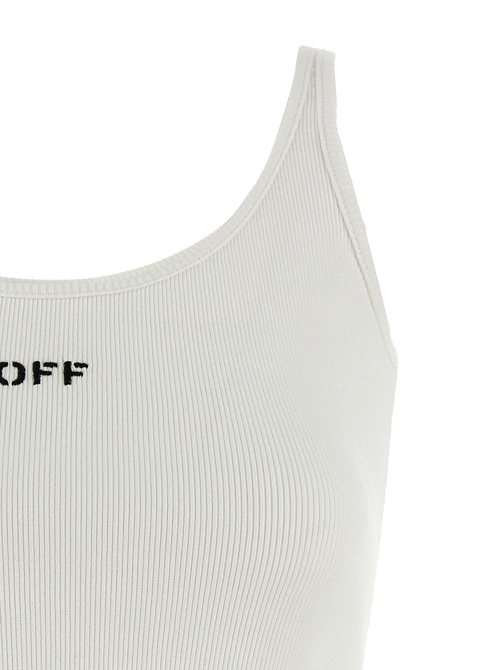 White Cotton Sleeveles T-Shirt