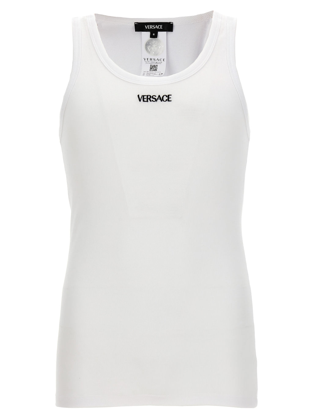 White Cotton Sleeveles T-Shirt