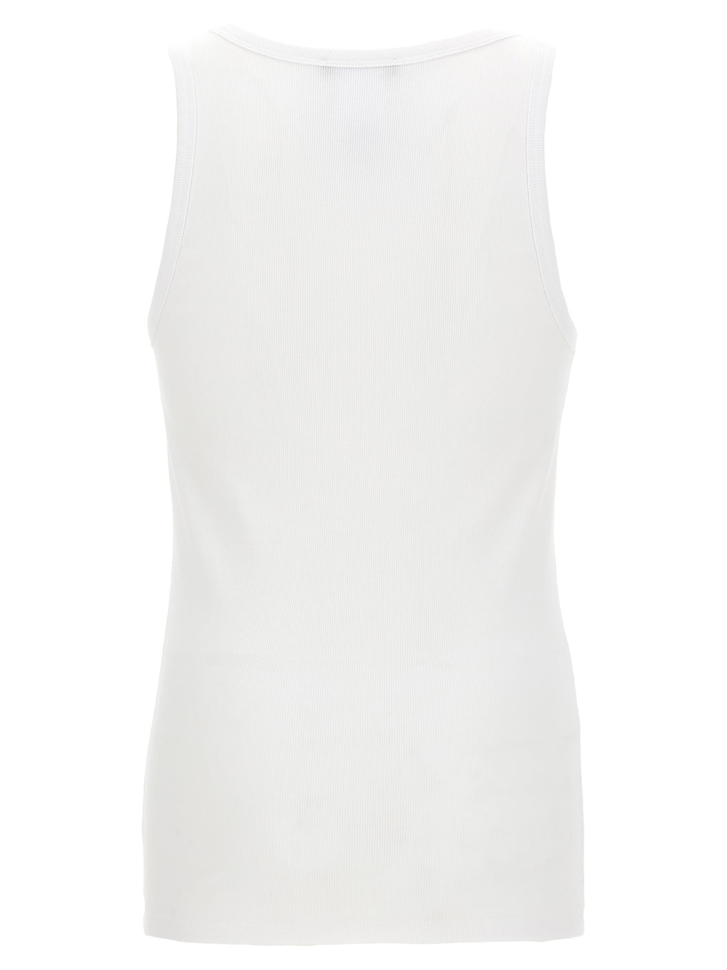 White Cotton Sleeveles T-Shirt