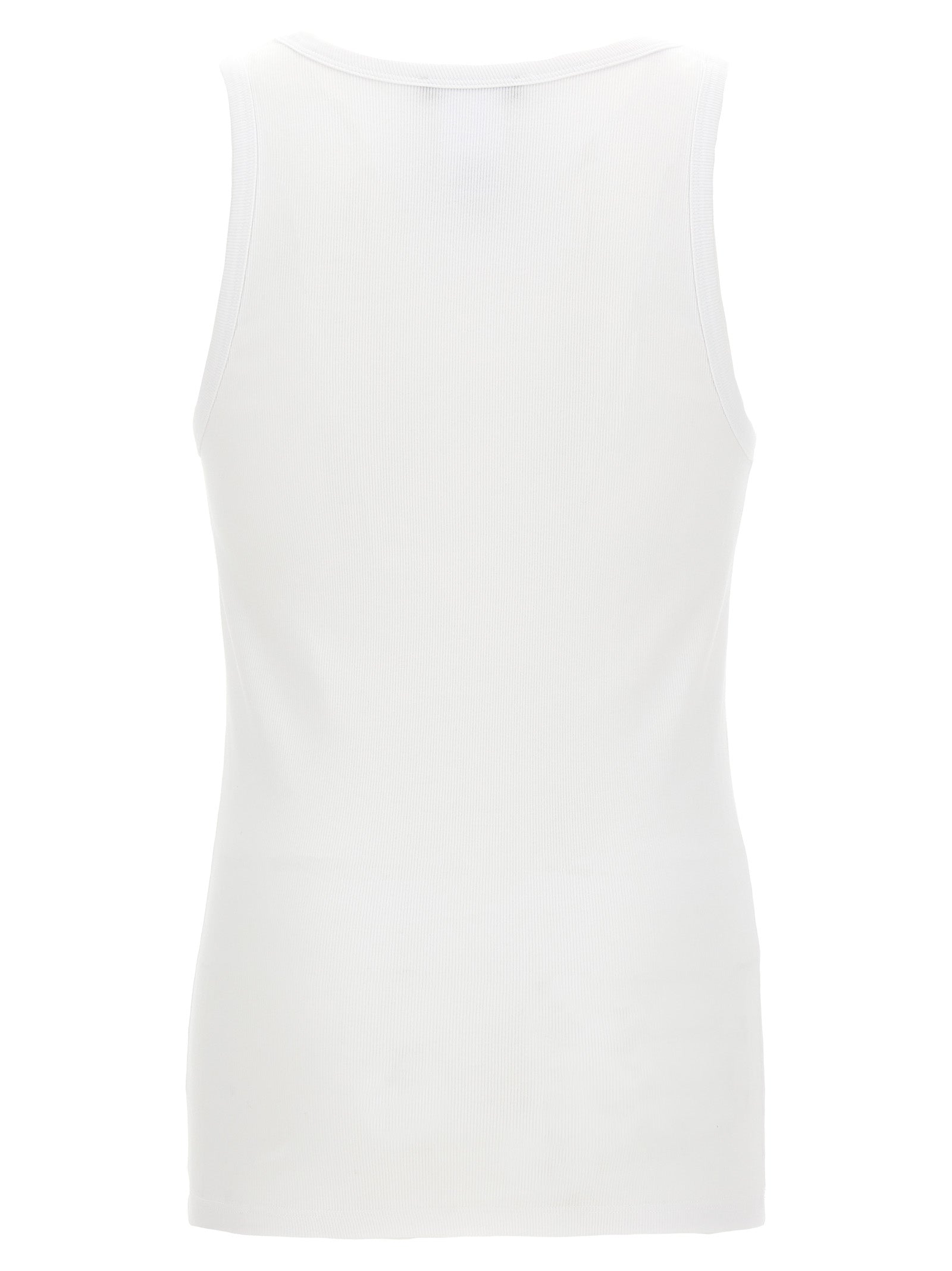 White Cotton Sleeveles T-Shirt