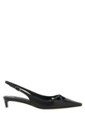 Black Lamb Leather Mid Heel Pumps
