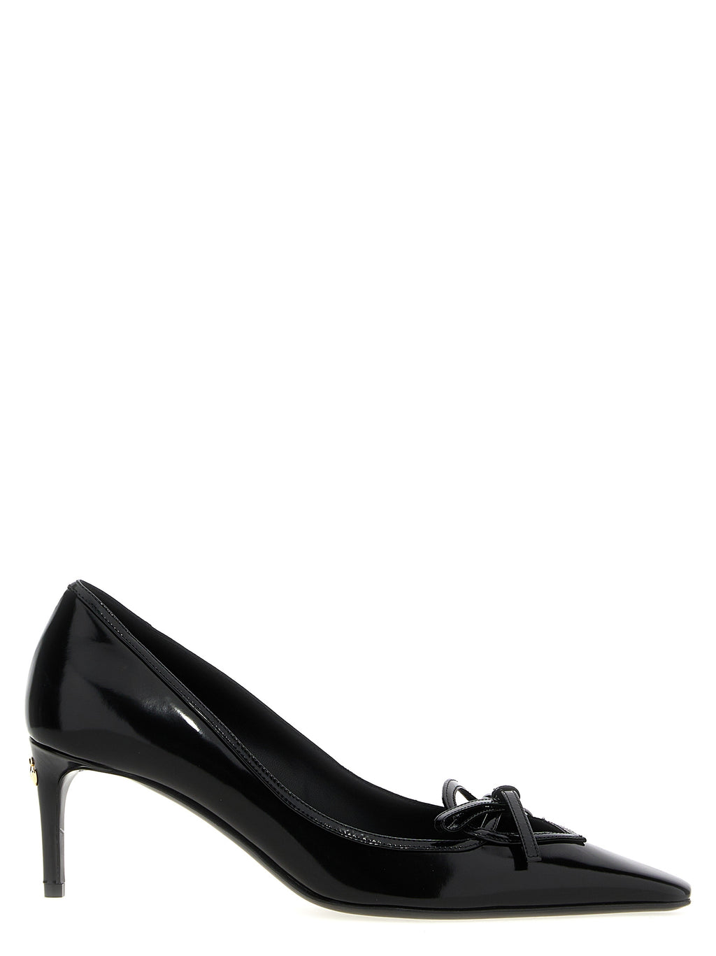 Black Calfskin Mid Heel Pumps