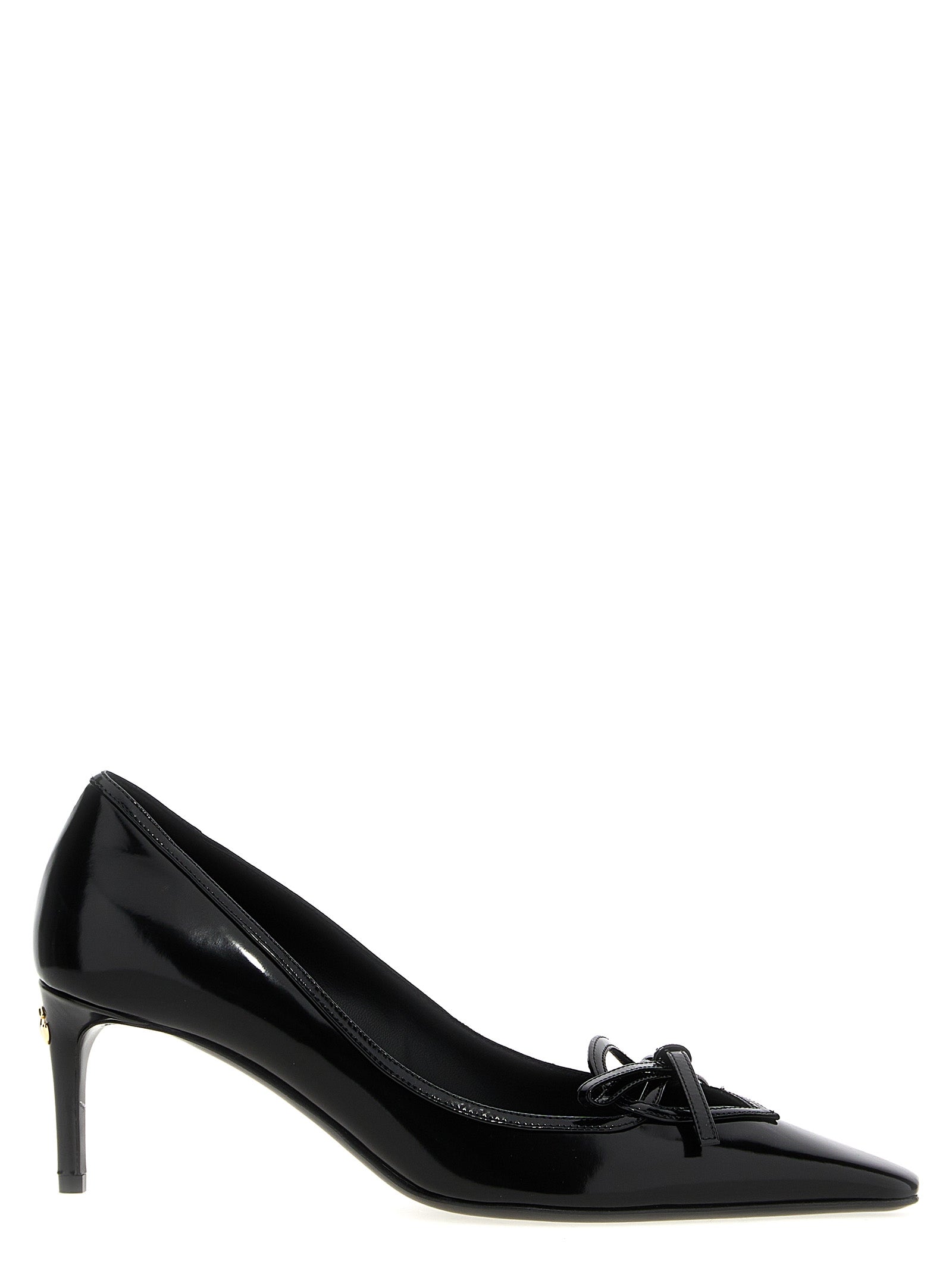 Black Calfskin Mid Heel Pumps