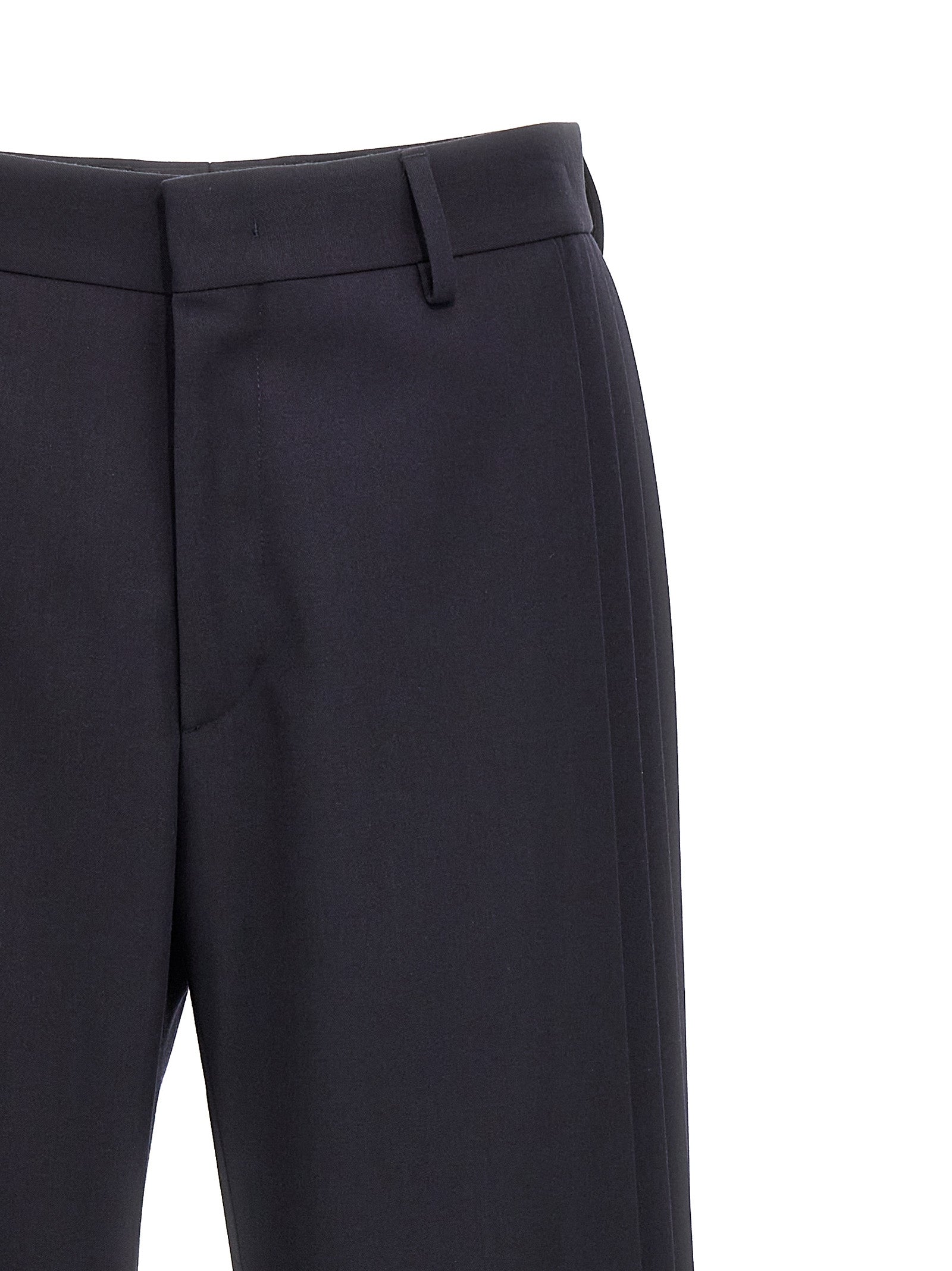 Blue Polyester Casual Pants