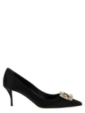 Black Viscose Mid Heel Pumps