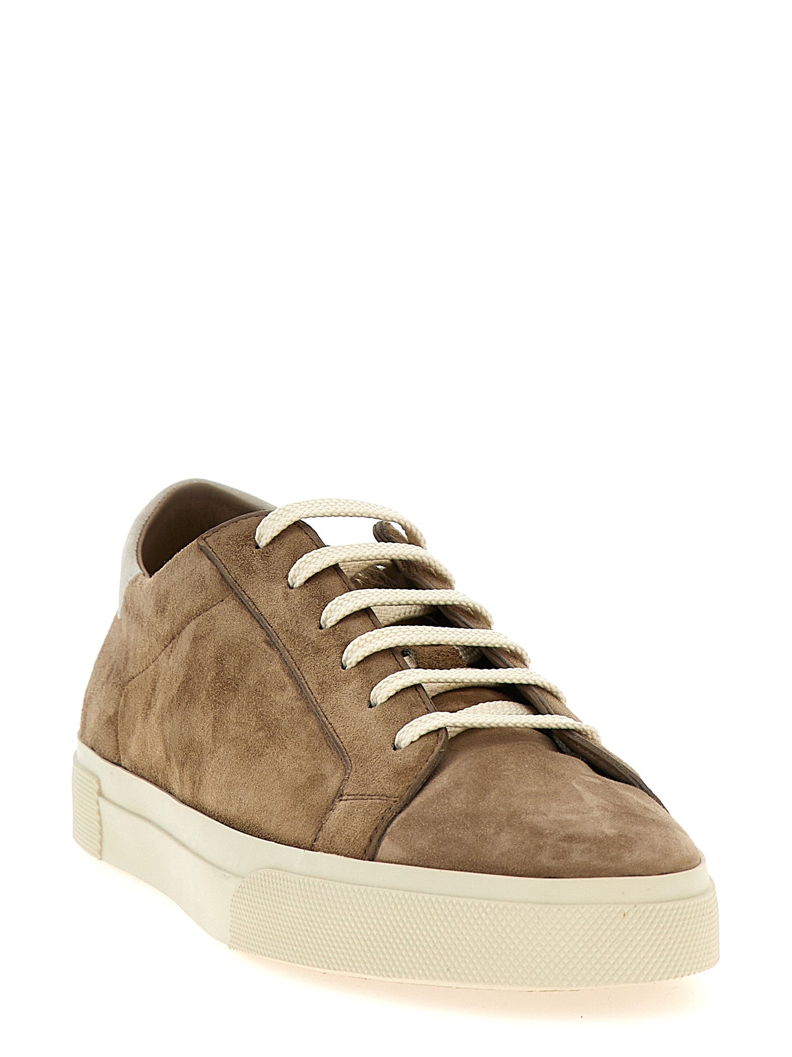 Beige Calfskin Low Top Sneakers