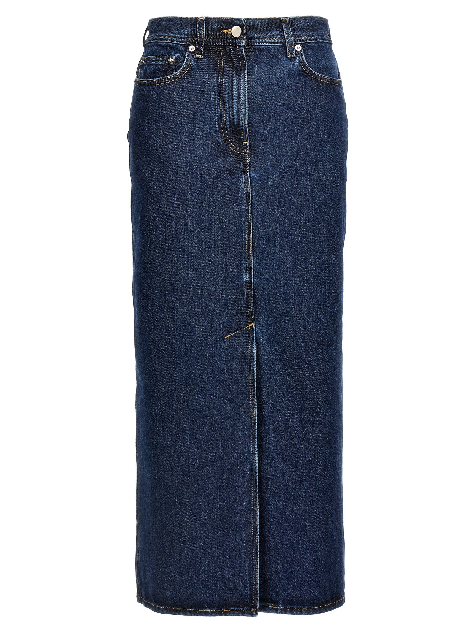 Blue Denim Midi Skirt