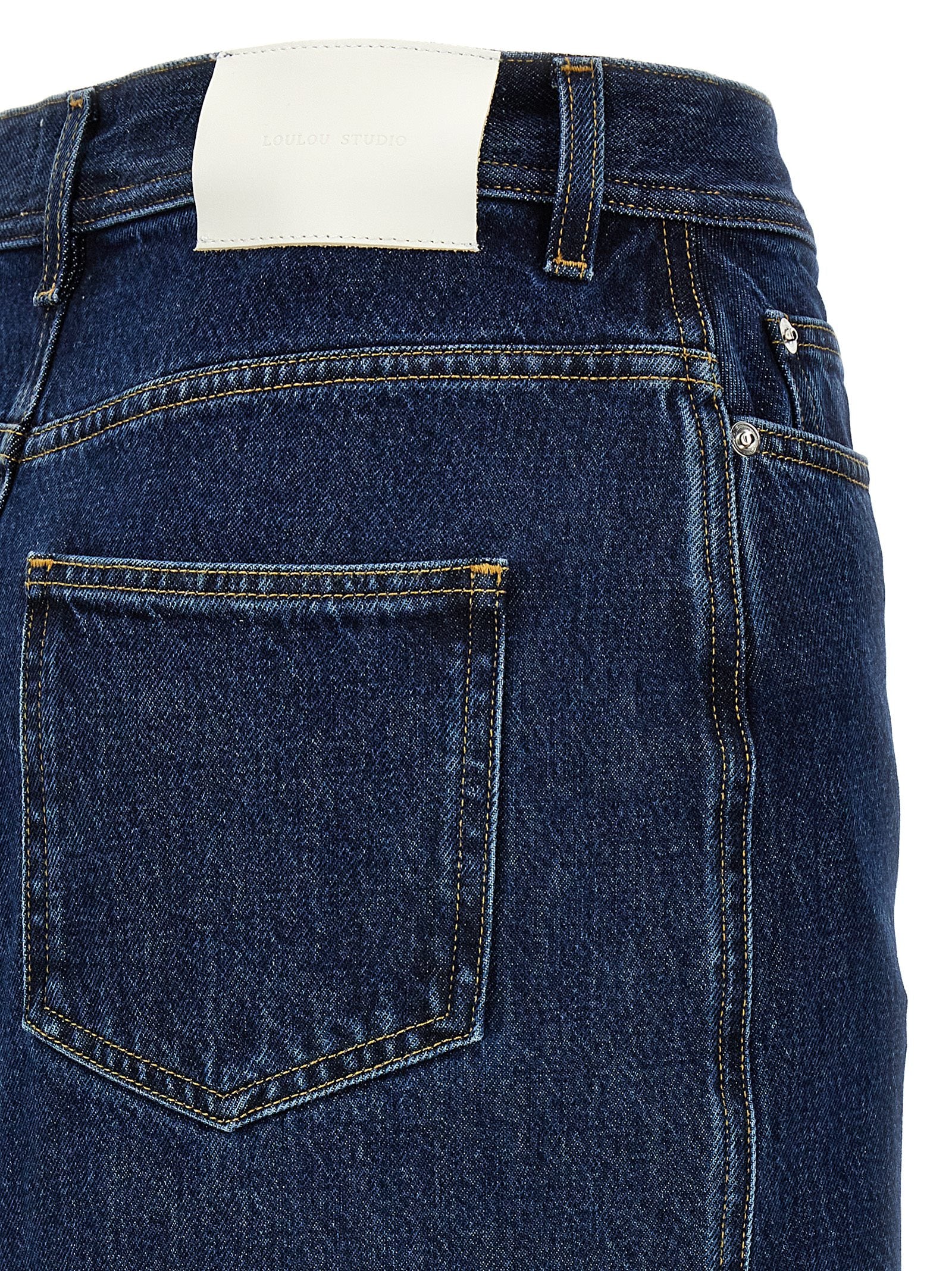 Blue Denim Midi Skirt