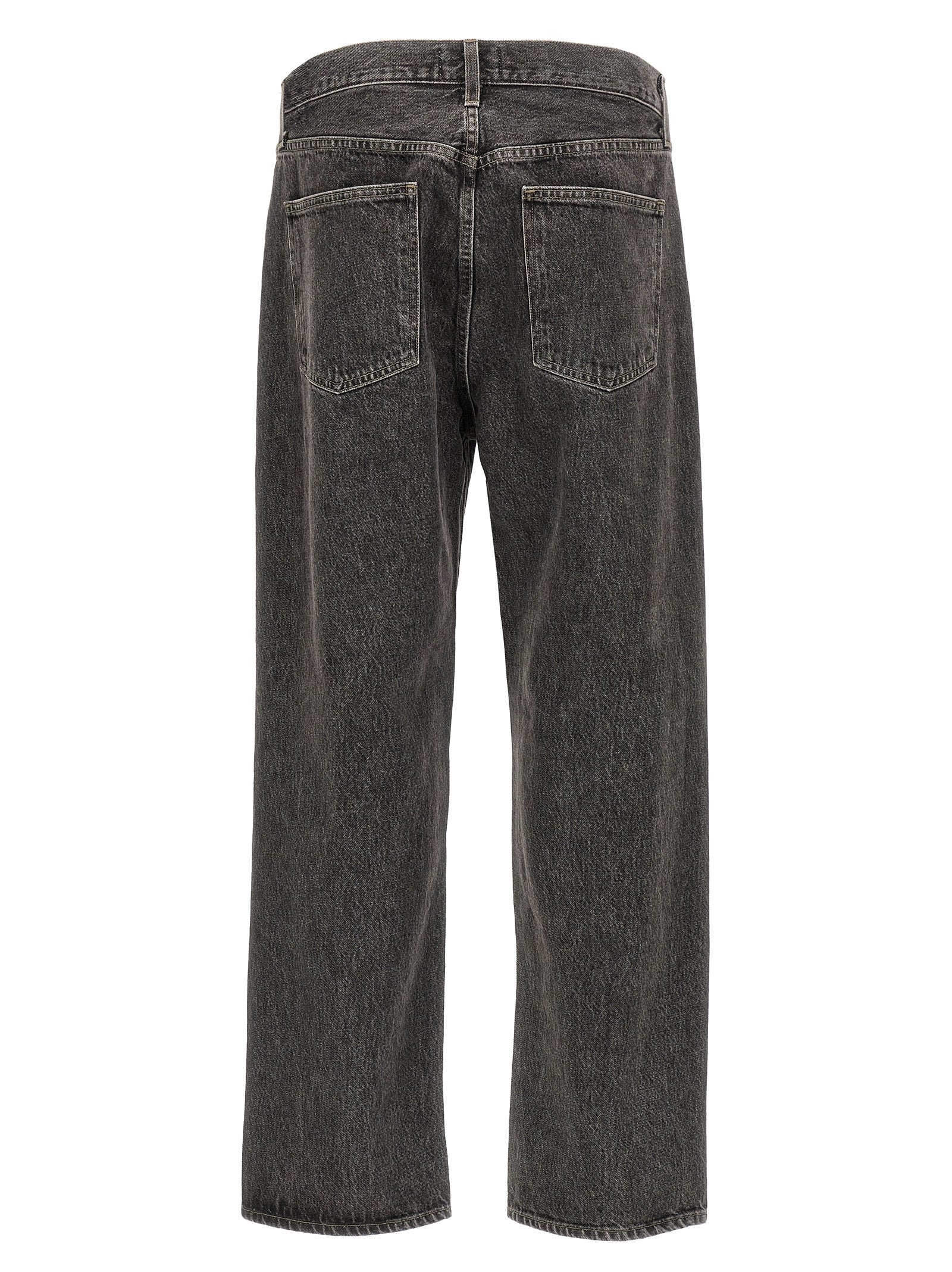 Gray Cotton Straight-Leg Jeans