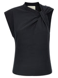 Black Cotton Sleeveles T-Shirt