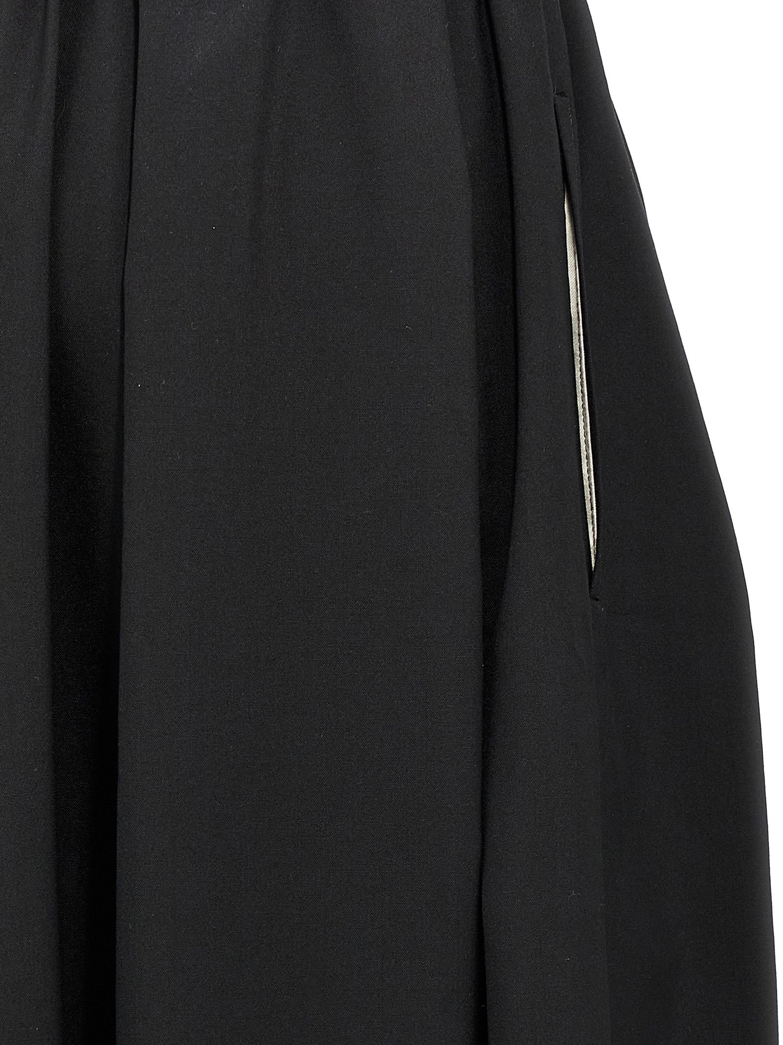 Black Wool Midi Skirt