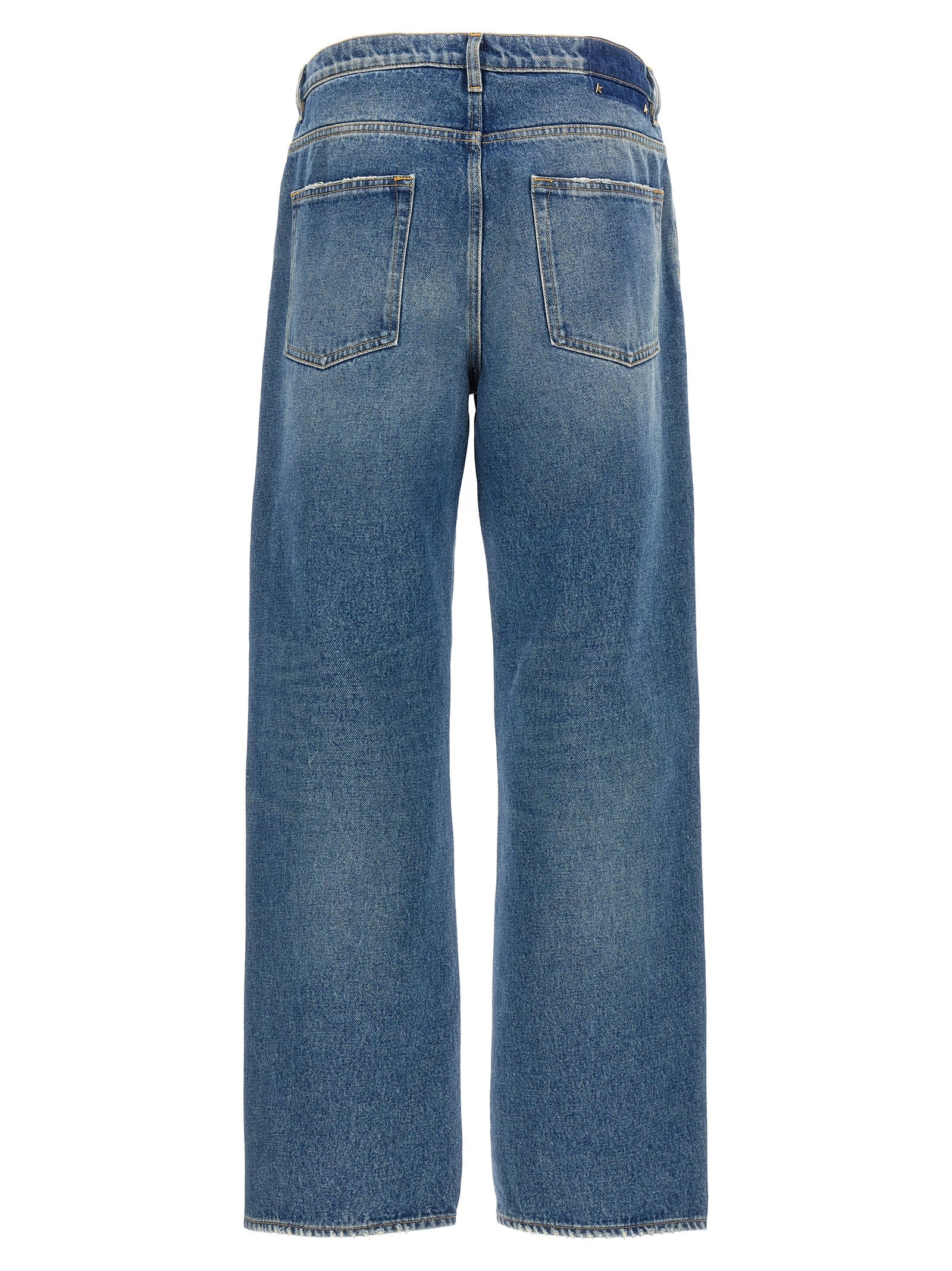 Blue Cotton Straight-Leg Jeans