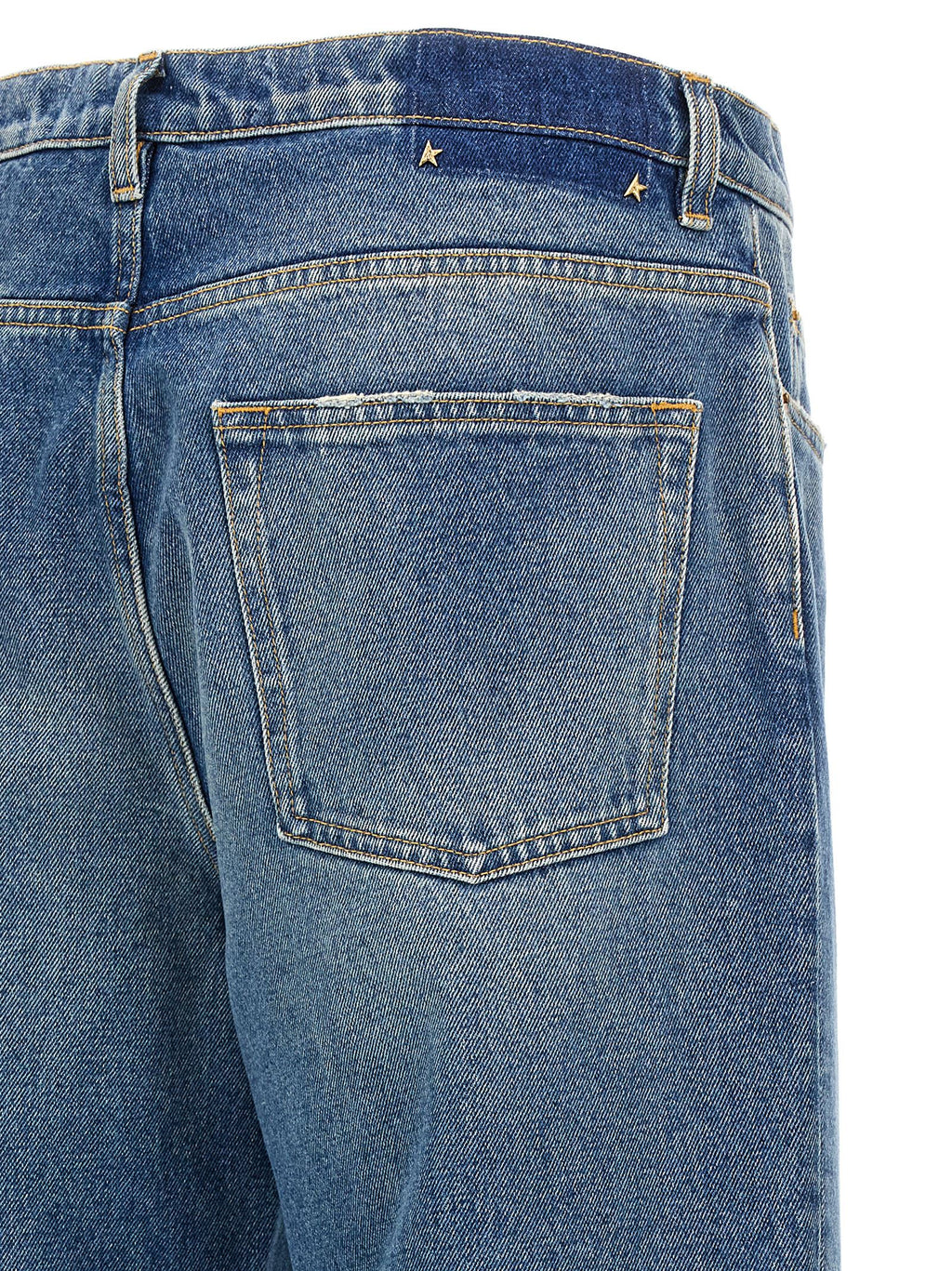 Blue Cotton Straight-Leg Jeans