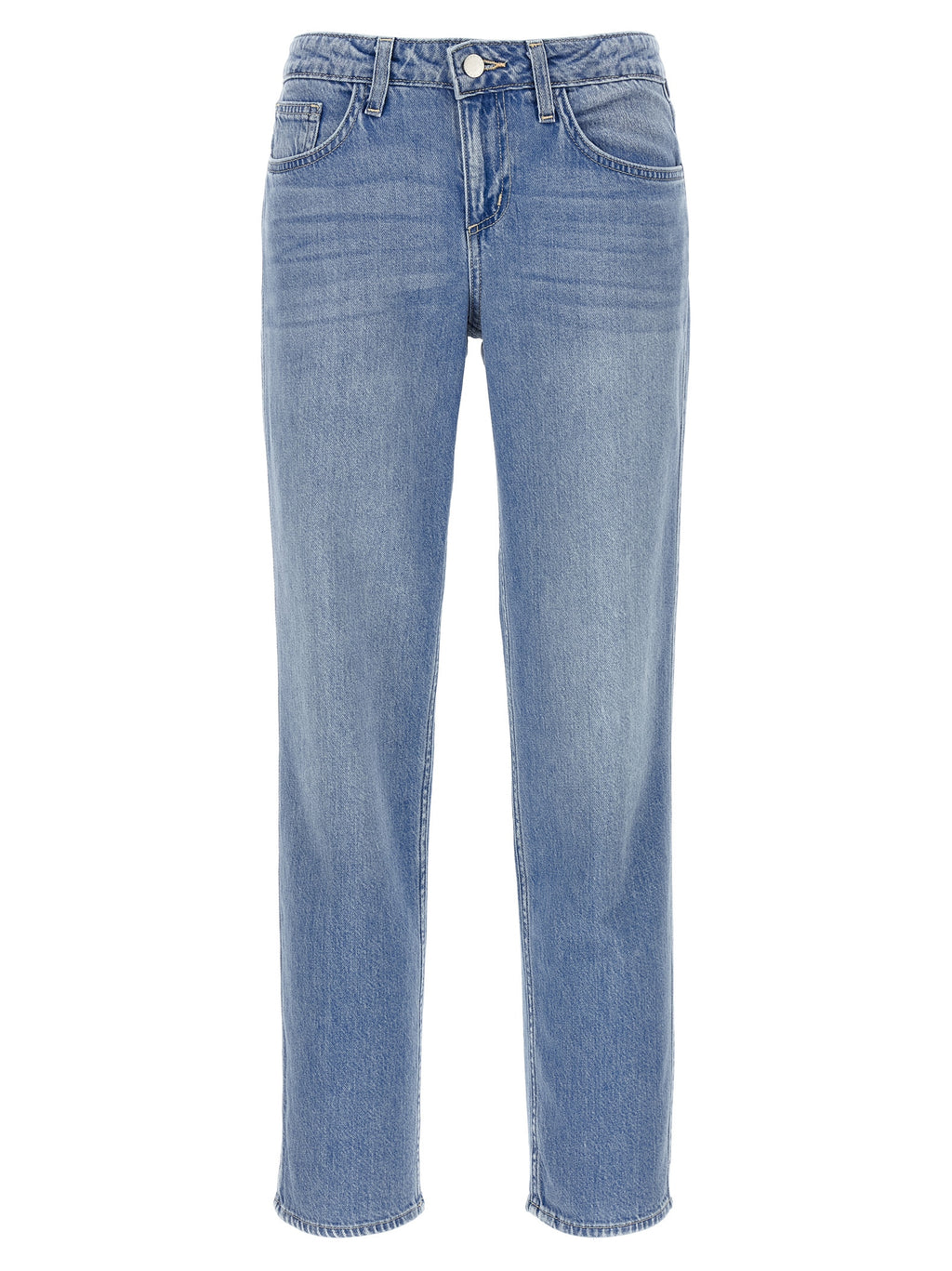 Blue Cotton Straight-Leg Jeans
