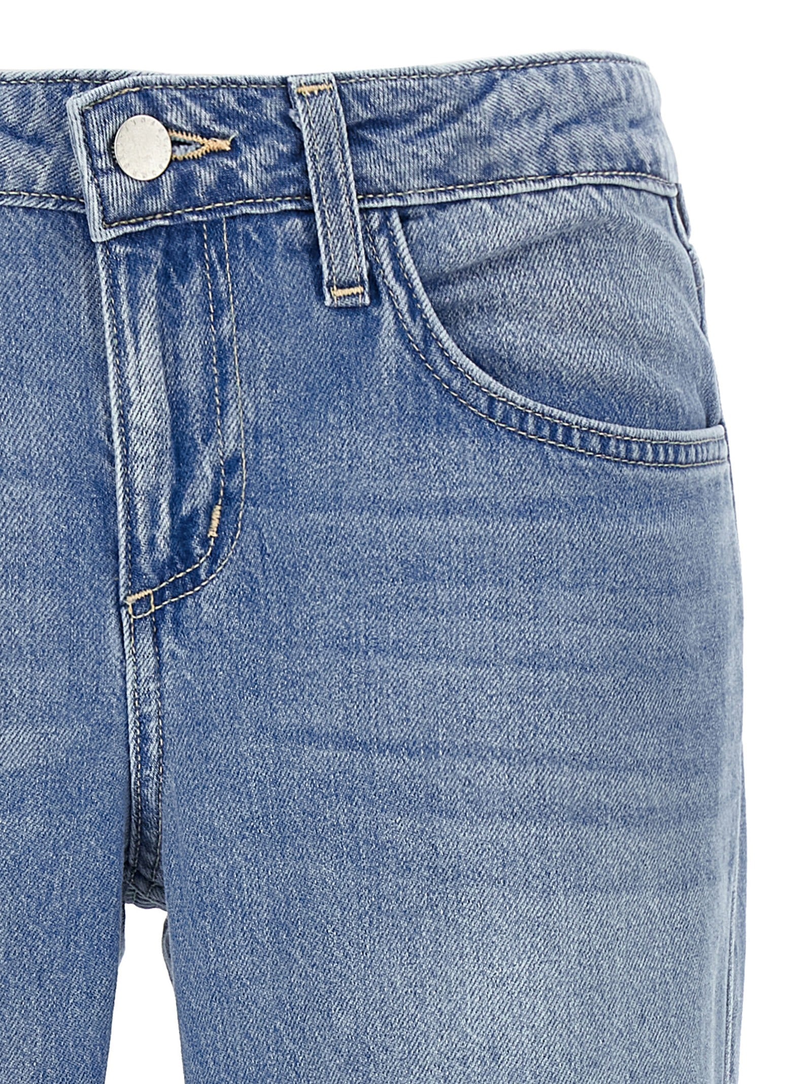 Blue Cotton Straight-Leg Jeans