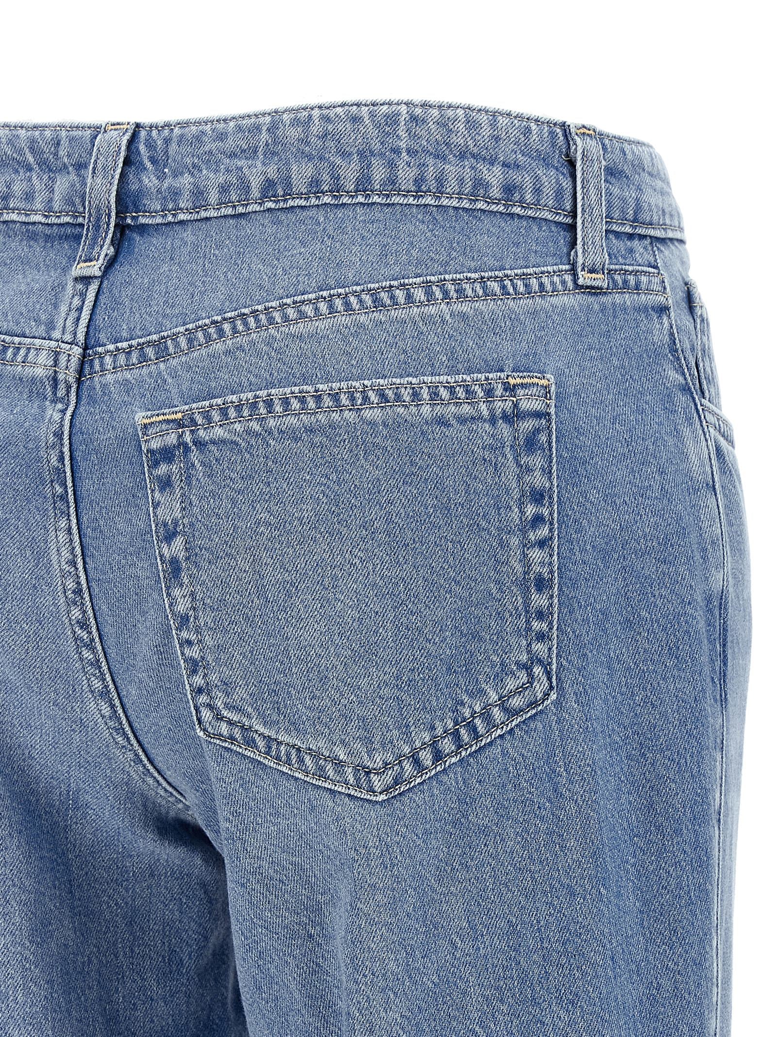 Blue Cotton Straight-Leg Jeans