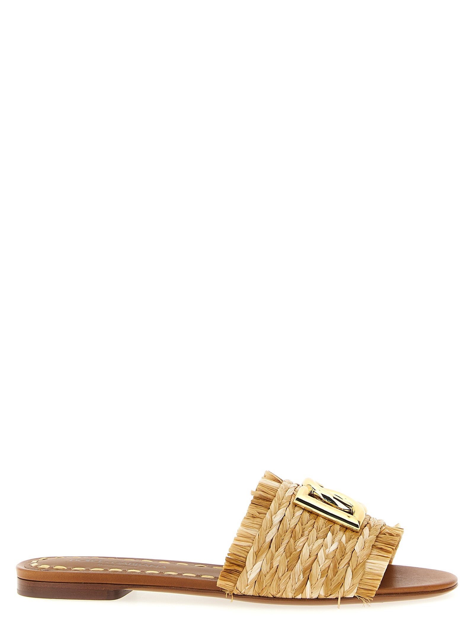 Brown Raffia Slides