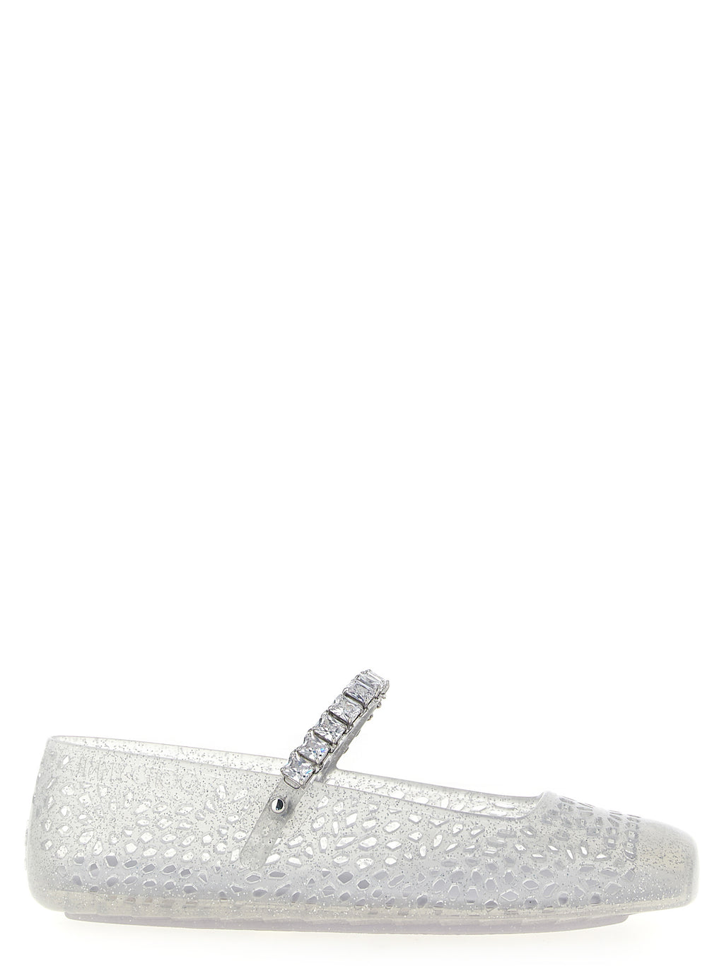 Silver Plastic Ballet Flats