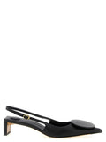 Black Lamb Leather Mid Heel Pumps
