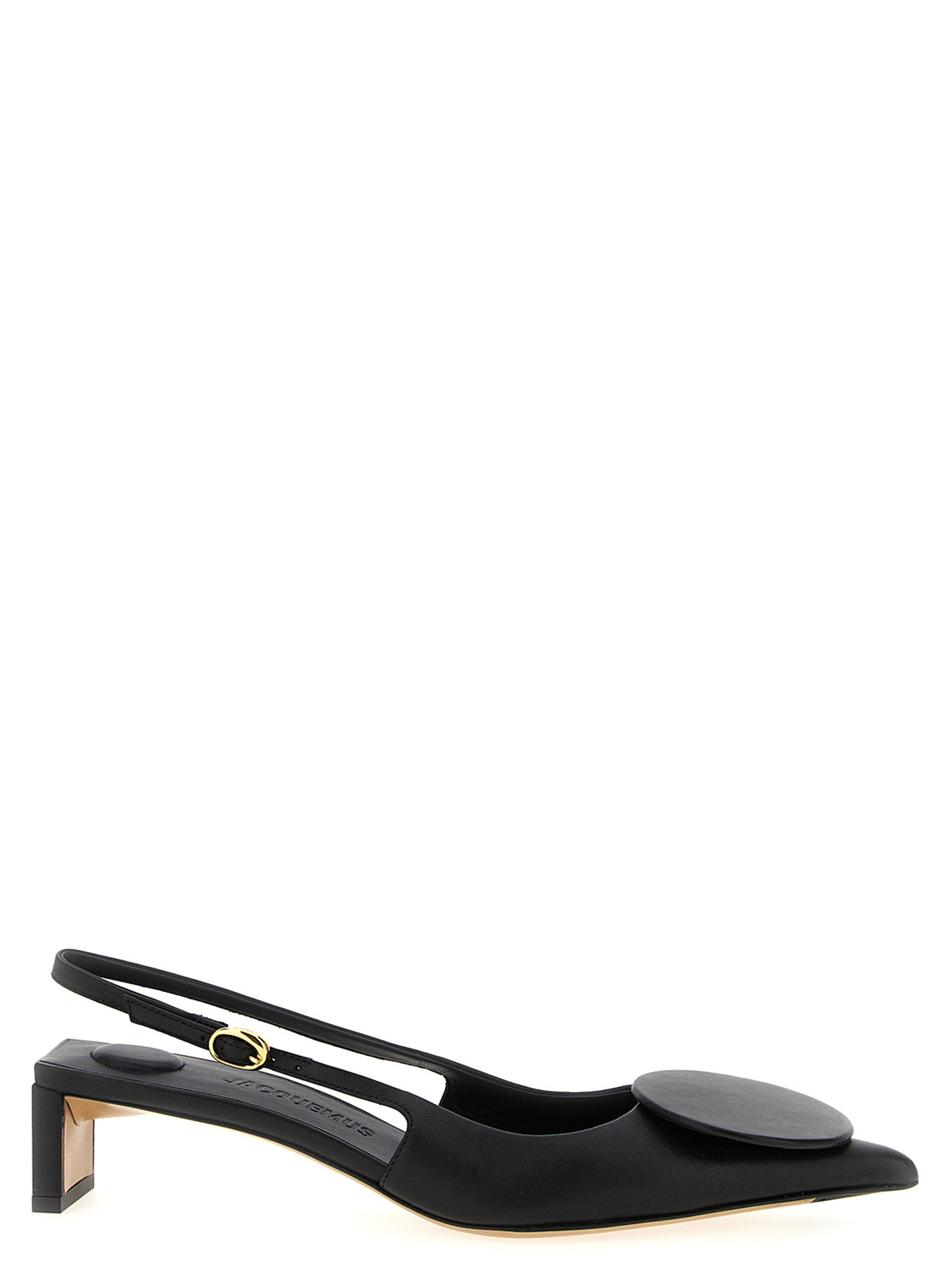 Black Lamb Leather Mid Heel Pumps