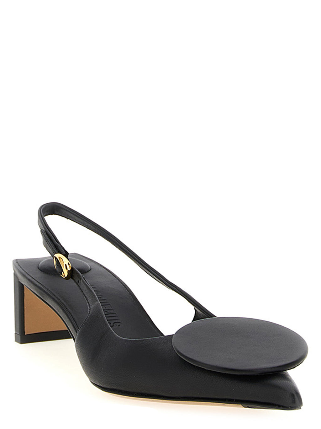 Black Lamb Leather Mid Heel Pumps