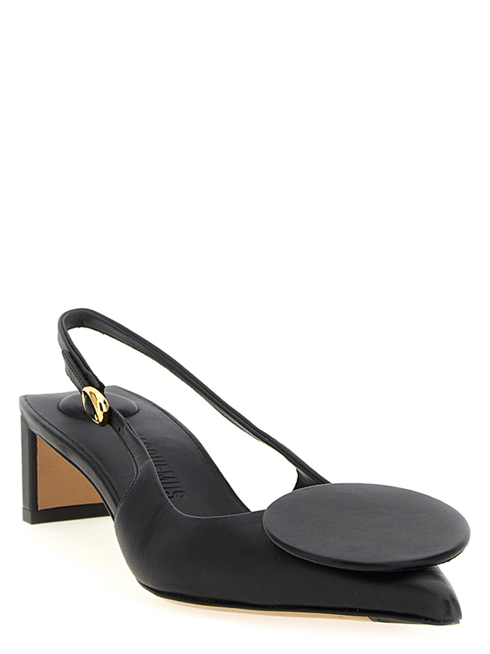 Black Lamb Leather Mid Heel Pumps