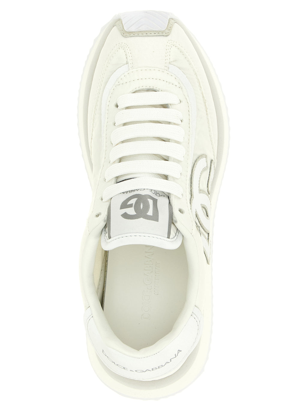 White Polyester Athletic Sneakers
