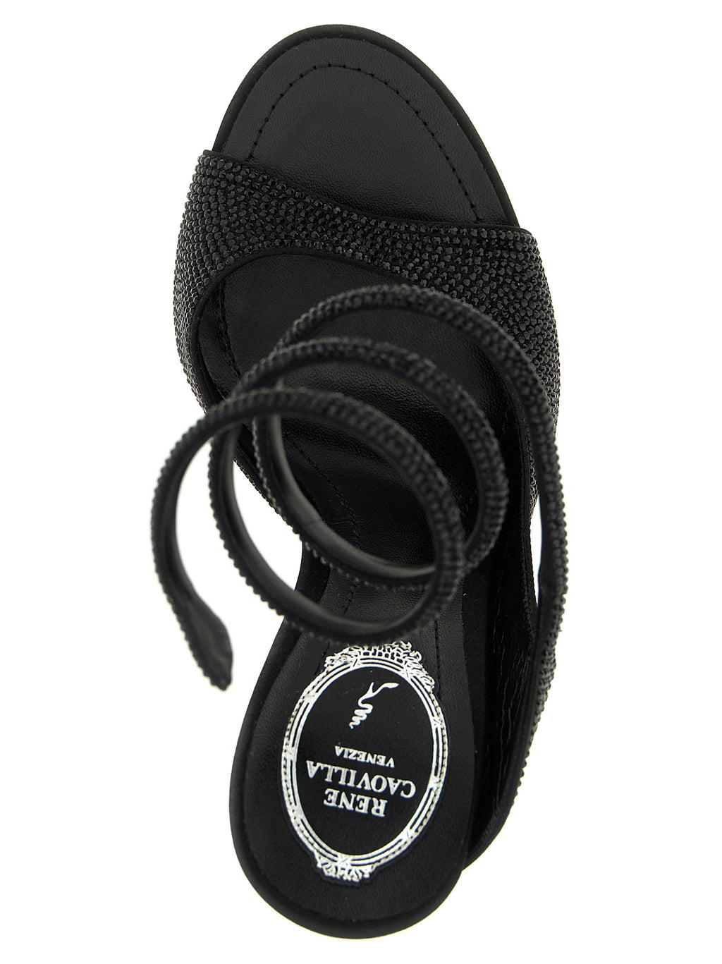 Black Satin Stiletto Heel Sandals