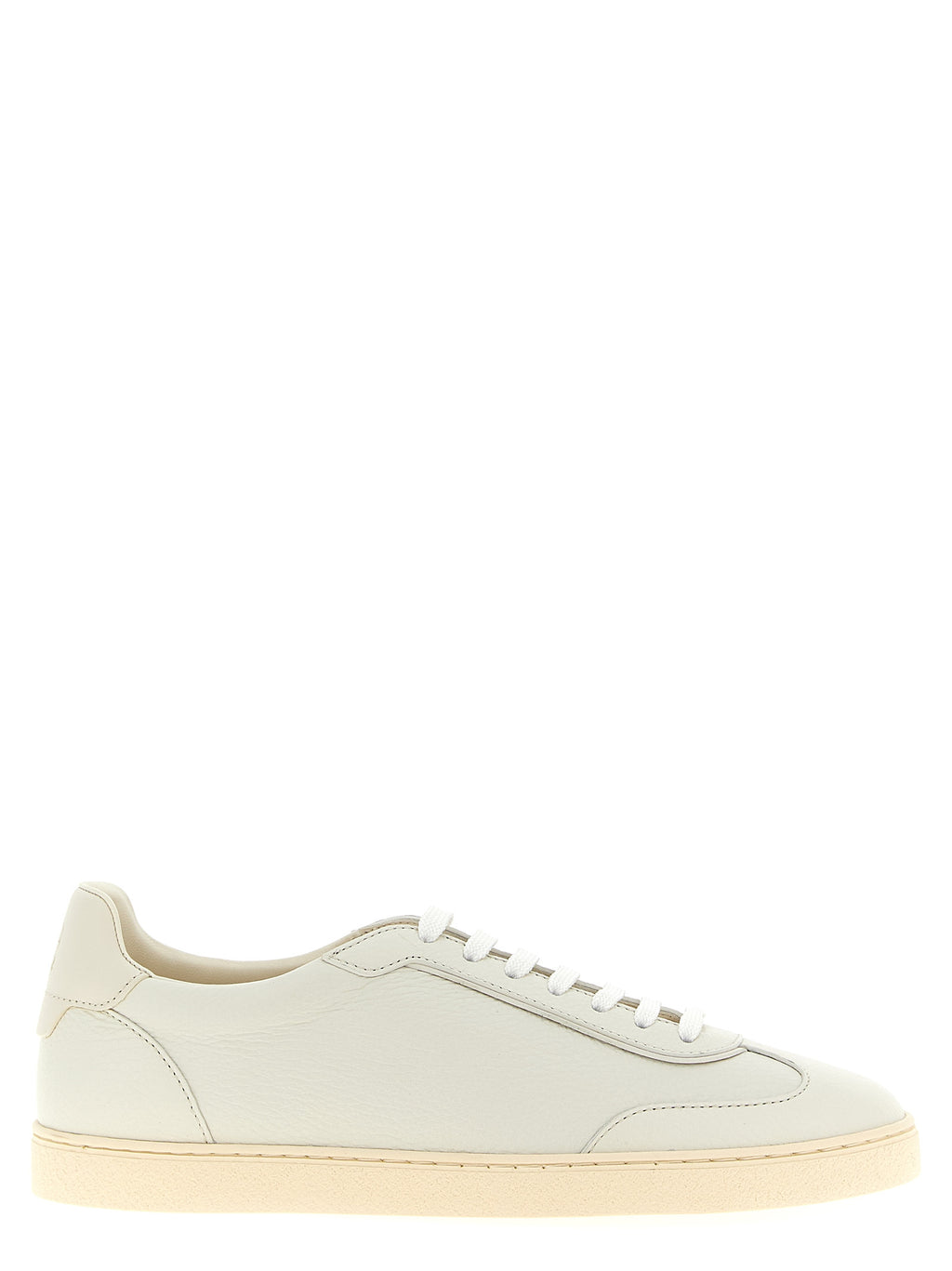 White Goatskin Low Top Sneakers