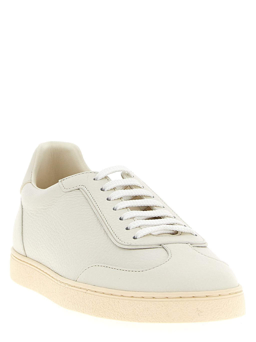 White Goatskin Low Top Sneakers