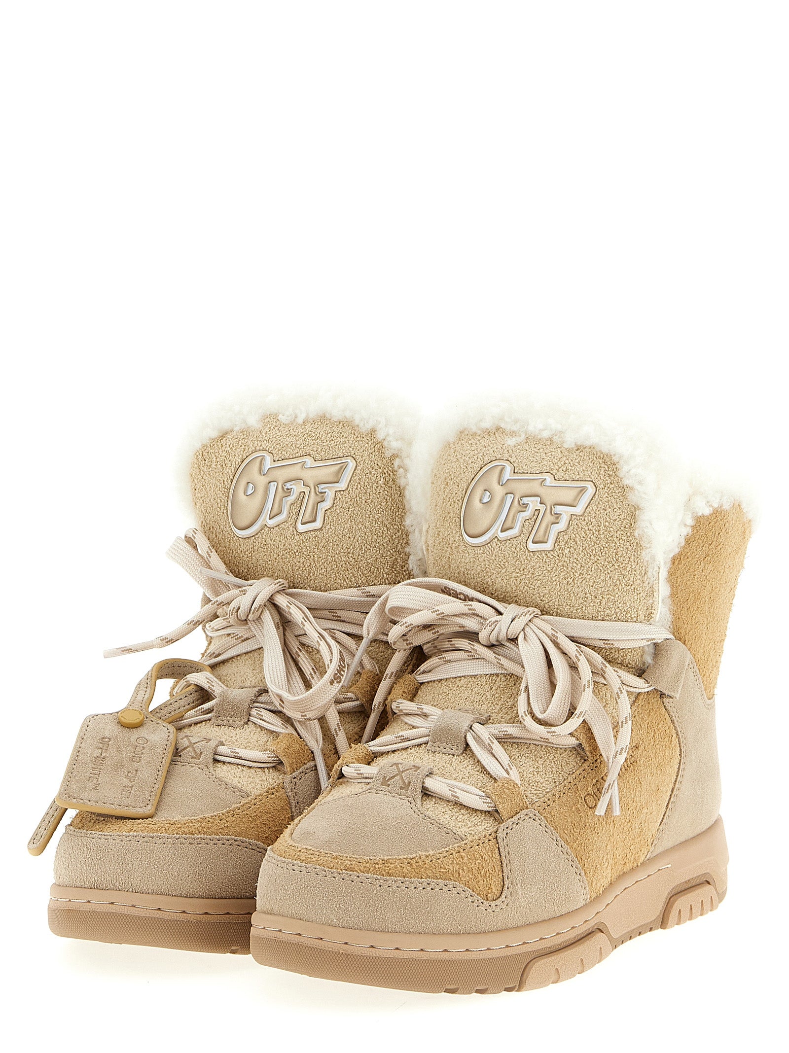 Beige Calfskin Ankle Boots