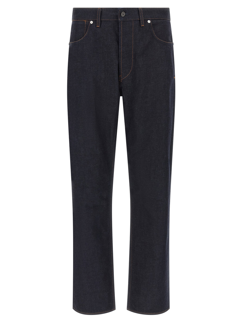 Blue Cotton Straight-Leg Jeans
