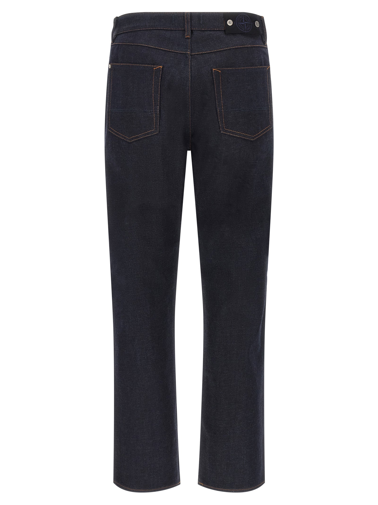 Blue Cotton Straight-Leg Jeans