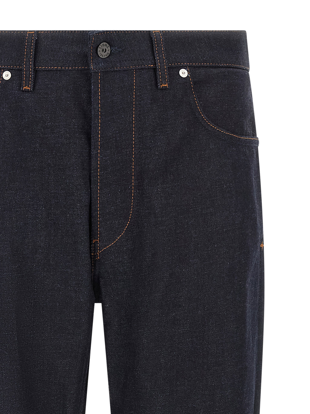 Blue Cotton Straight-Leg Jeans