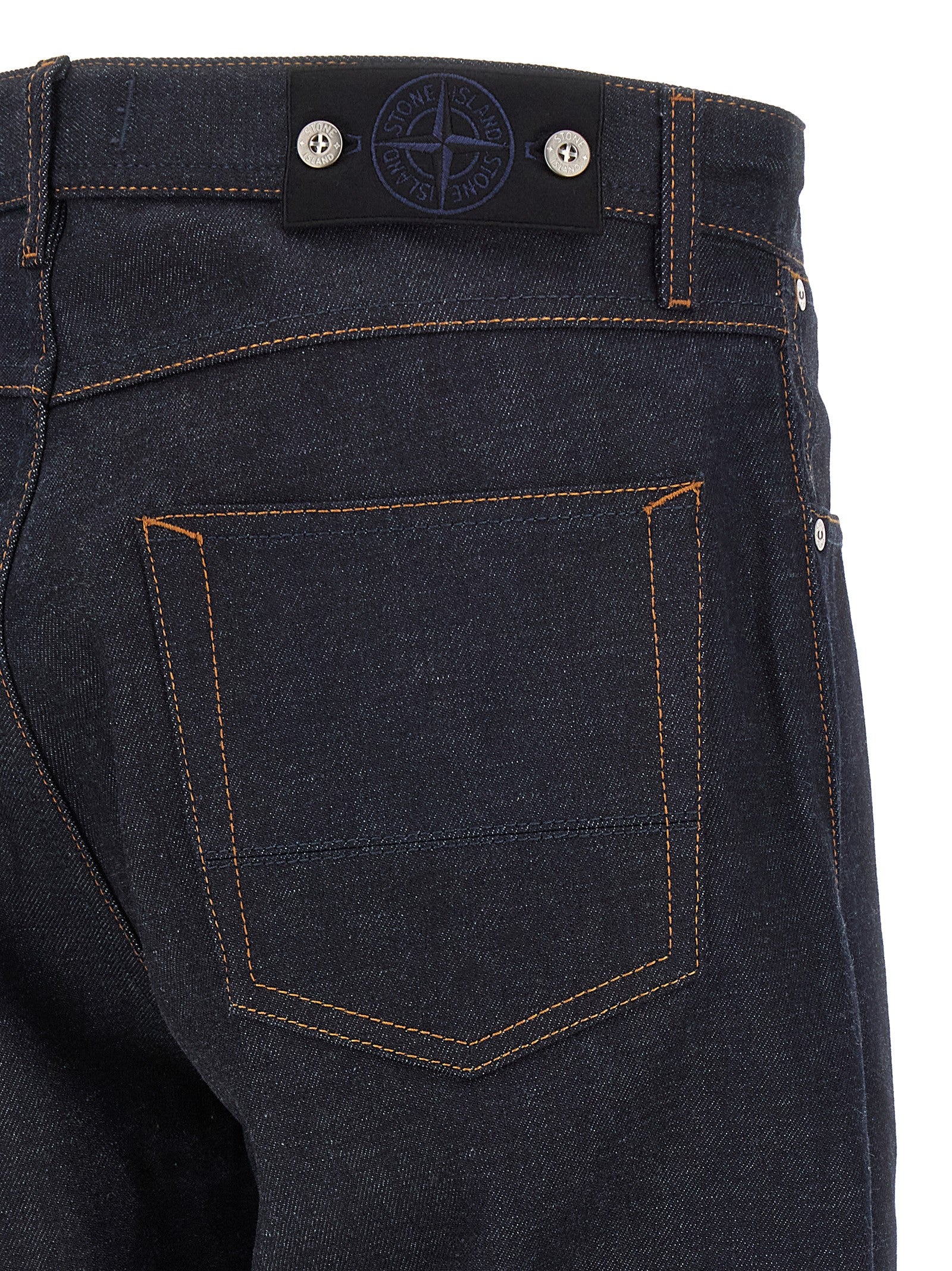 Blue Cotton Straight-Leg Jeans