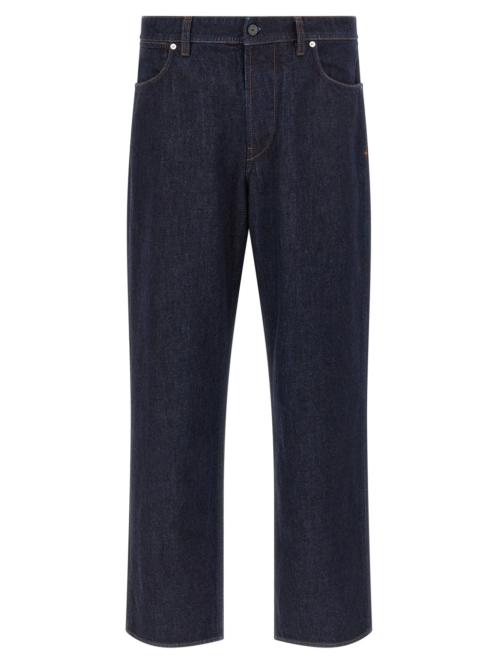Blue Cotton Straight-Leg Jeans