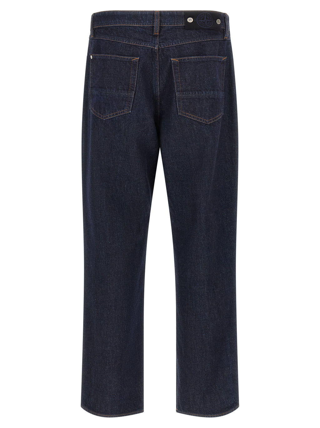 Blue Cotton Straight-Leg Jeans